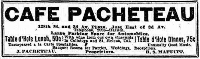cafe pacheteau in 1911 ad