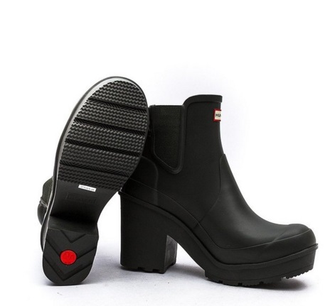 hunter block heel rain boots