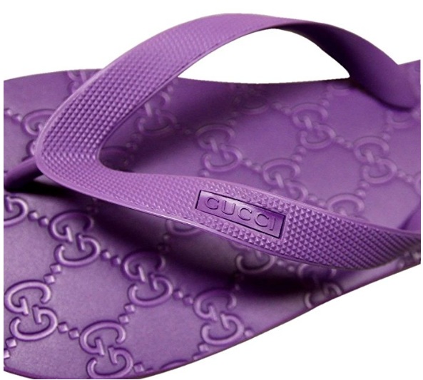 purple gucci slides