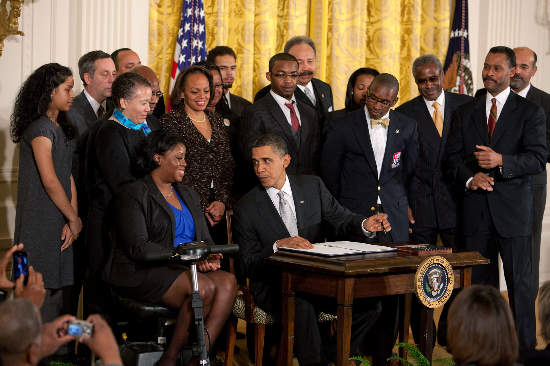 President Barack Obama signs an executive order for the White House Initiative on Historically Black Colleges and Universities in the East Room of the White House,, Feb. 26, 2010. (Official White House Photo by Chuck Kennedy)