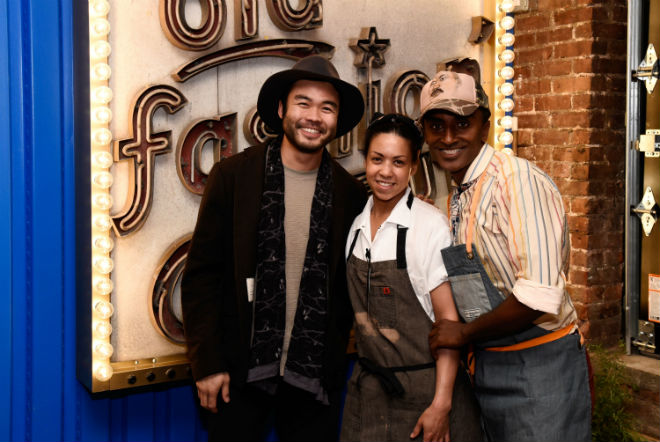 Chef Paul Qui Chef Adrienne Cheatham and Chef Marcus  Samuelsson_Photo Credit Getty_Photo Credit Getty Images for Harlem  EatUp!