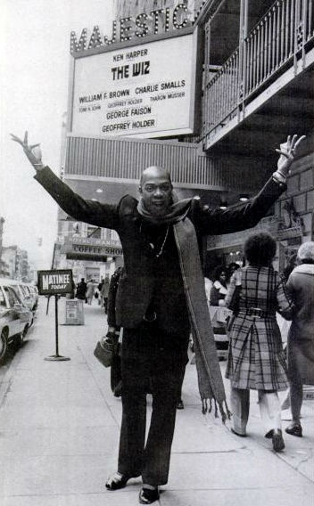Geoffrey Holder outside the Majestic Theater