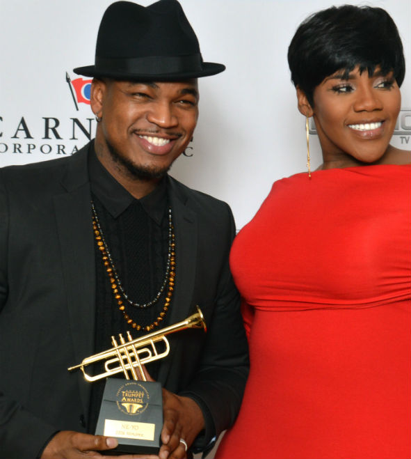 neo and guest with trumpet award
