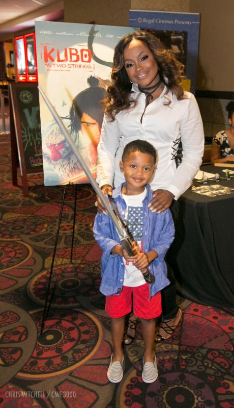 Phaedra Parks and her son Ayden arrive for a fun night